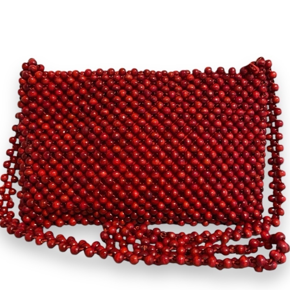 Vintage Magid Mini Bag Wood Bead Red